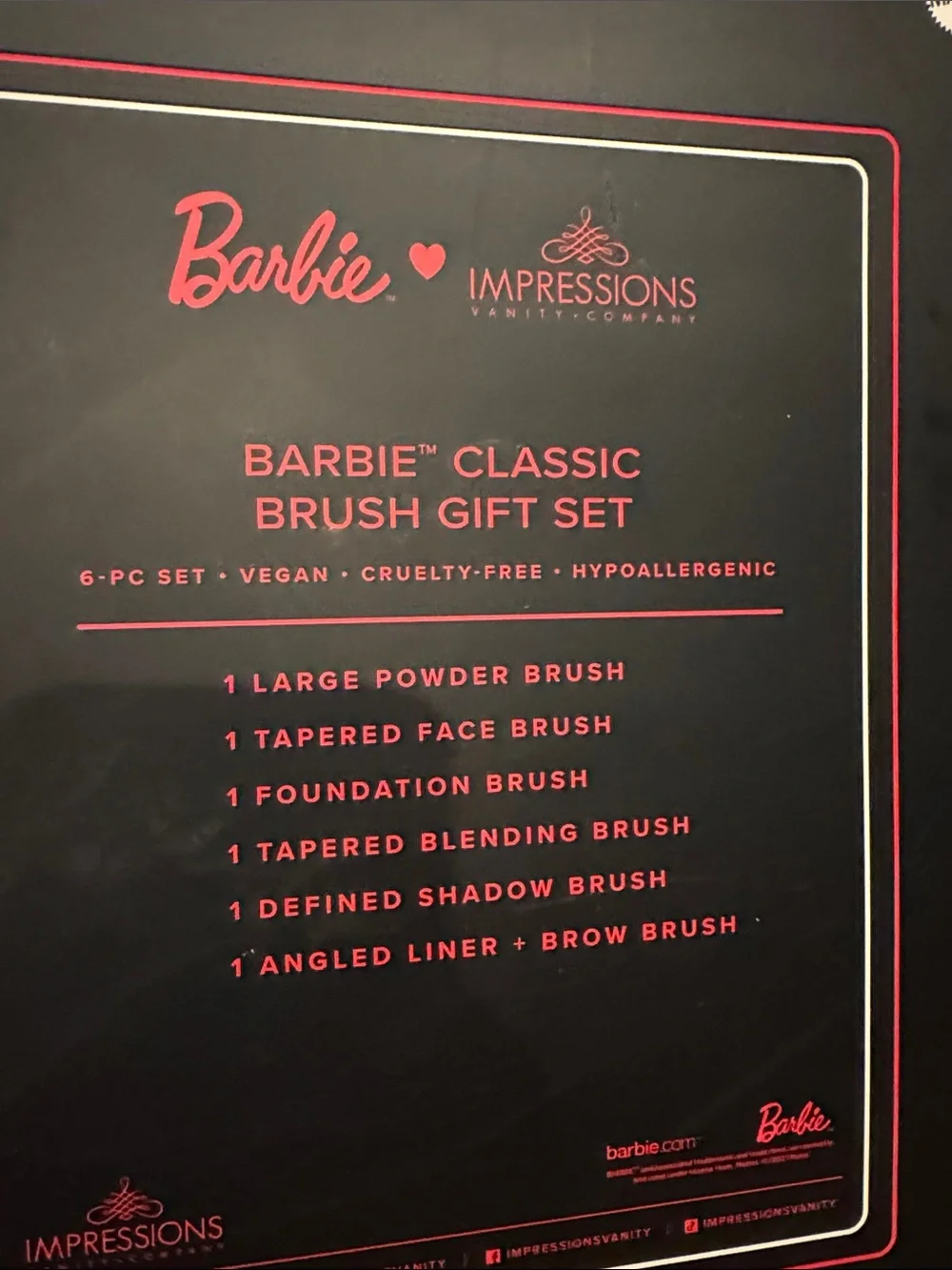 Barbie Black & White Stripe 7-Piece Brush Set with Zip Pouch